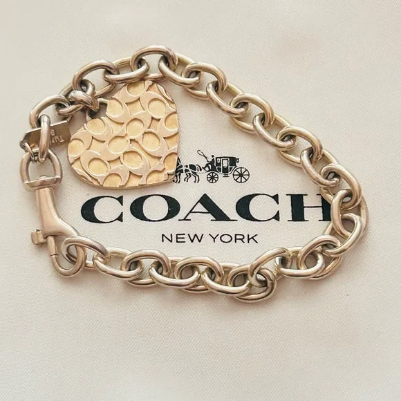 Coach 925 Y2K Heart Sterling Silver Charm Bracelet - Picture 4 of 11